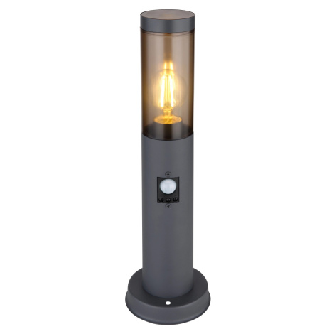 GLOBO Záhradná lampa BOSTON dymová E27 15 W pr. 127 x 1100 mm s pohyb.senzorom