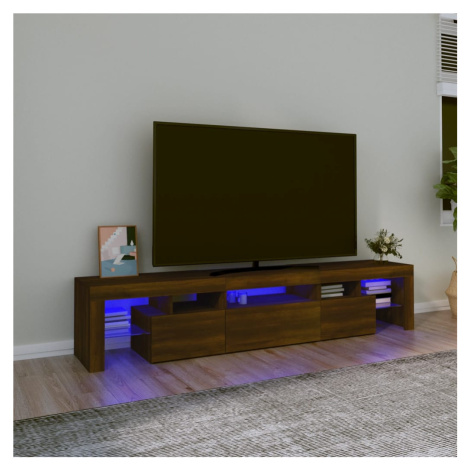 vidaXL TV skrinka s LED svetlami hnedý dub 200x36,5x40 cm