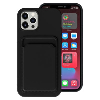 Apple iPhone 13 Pro Max, Silikónové puzdro s držiakom kariet, Wooze Card Slot, čierne