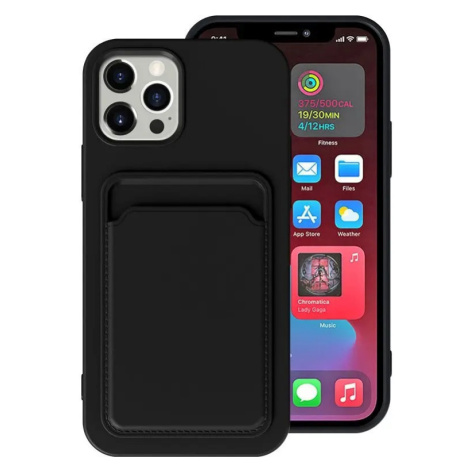 Apple iPhone 13 Pro Max, Silikónové puzdro s držiakom kariet, Wooze Card Slot, čierne