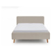 Béžová čalúnená dvojlôžková posteľ s úložným priestorom s roštom 180x200 cm Mattis - Meise Möbel