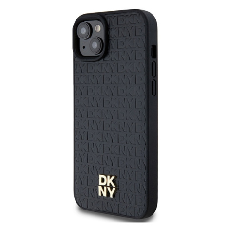 DKNY PU Leather Repeat Pattern Stack Logo Magsafe Apple iPhone 15 Plus DKHMP15MPSHRPSK Black