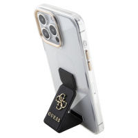 Guess Grip Stand 4G Metal Logo Kryt pre iPhone 15 Pro Max, Čierny