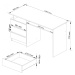 Volně stojící psací stůl CLP 135 cm bílý/šedý akryl vysoký lesk