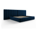 Tmavomodrá čalúnená dvojlôžková posteľ s úložným priestorom a roštom 200x200 cm Gina – Milo Casa
