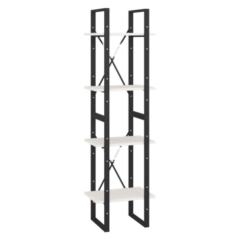 vidaXL Knižnica so 4 policami biela 40x30x140 cm masívna borovica