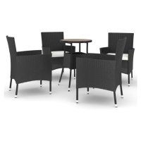 vidaXL 5-dielna záhradná bistro súprava s vankúšmi čierna polyratan