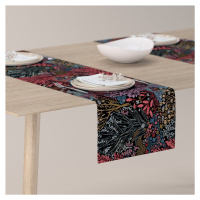 Dekoria Štóla na stôl, farebný kvetinový motív na čiernom pozadí, 40 x 130 cm, Intenso Premium, 