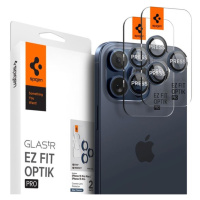 Spigen Glass tR EZ Fit Optik Pro 2 Pack sada skiel iPhone 15 Pro/15 Pro Max modrý titán