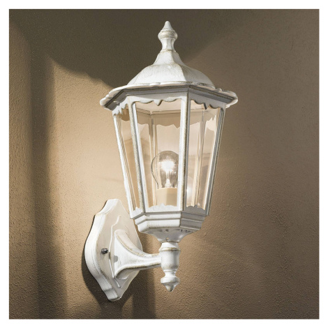 Exteriérová nástenná lampa Puchberg, bielo-zlatá Orion
