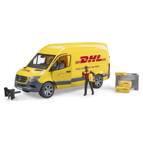 Bruder MB Sprinter DHL s vodičom a prepravným košom 1:16 Brüder Mannesmann