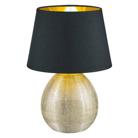 Čierna stolová lampa z keramiky a tkaniny Trio Luxor, výška 35 cm