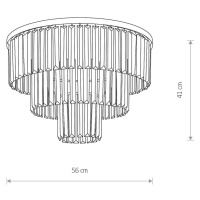 Stropné svietidlo Cristal, transparentné/čierne, Ø 56 cm