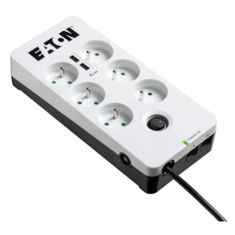 Eaton Protection Box 6 Tel@ USB FR, prepäťová ochrana, 6 zásuviek, 2x USB nabíjačka, 1m