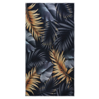 Prateľný koberec v tmavomodrej a zlatej farbe 80x150 cm Midnight Leaves – Vitaus