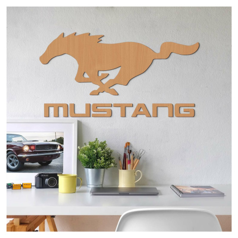 Drevený znak auta - Logo Mustang, Buk