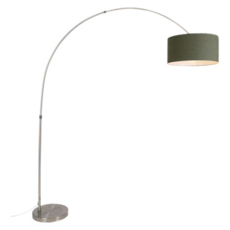 Oblúková lampa oceľová s tienidlom machovo zelenej farby 50/50/25 - XL QAZQA