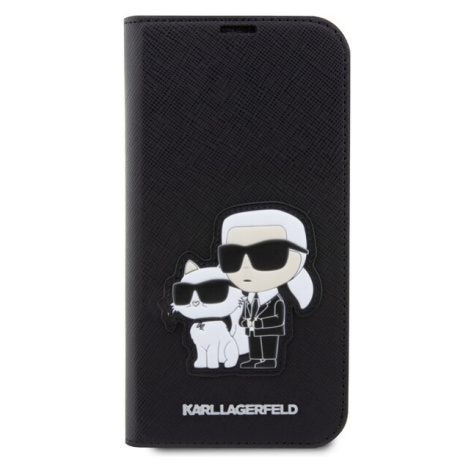 Karl Lagerfeld PU Saffiano Karl and Choupette NFT Book Puzdro pre iPhone 14 Pro Max Black