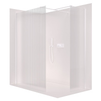 Cerano Onyx, sprchová zástena Walk-in, hranatá vzpera - biela matná, ryhované sklo- 150x130 cm, 