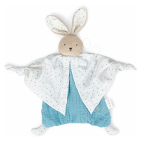 Textilný zajačik modrý Organic Cotton Doudou Rabbit Blue Kaloo na maznanie do postieľky 20 cm v 