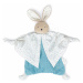 Textilný zajačik modrý Organic Cotton Doudou Rabbit Blue Kaloo na maznanie do postieľky 20 cm v 