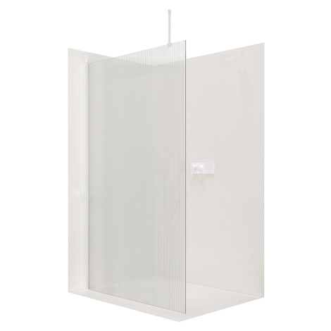 CERANO - Sprchová zástena Walk-in Onyx Top L/P - guľatá vzpera - biela matná, ryhované sklo - 16