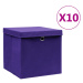 vidaXL Úložné boxy s vekom 10 ks 28x28x28 cm fialové