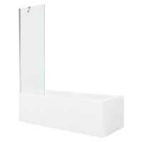 MEXEN/S - Cubik obdĺžniková vaňa 150 x 70 cm s panelom + vaňová zástena 60 cm, transparent, chró
