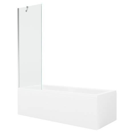 MEXEN/S - Cubik obdĺžniková vaňa 150 x 70 cm s panelom + vaňová zástena 60 cm, transparent, chró