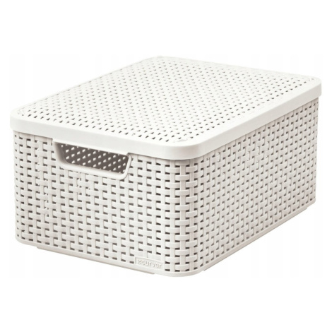 Krémovobiely plastový úložný box s vekom 29x39x19 cm Style – Curver