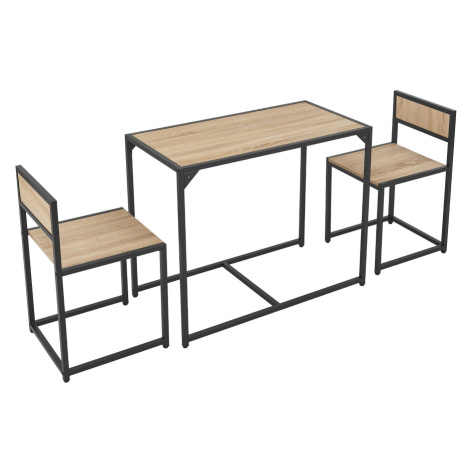 Juskys Súprava kuchynského stola so stolom a 2 stoličkami - sivý vzhľad dreva