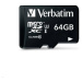 Karta VERBATIM MicroSDXC 64GB Pro, U3 + adaptér