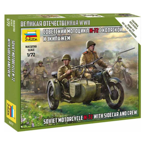 Wargames (WWII) figurky 6277 - Soviet M-72 Sidecar Motorcycle w/Crew (1:72) Zvezda