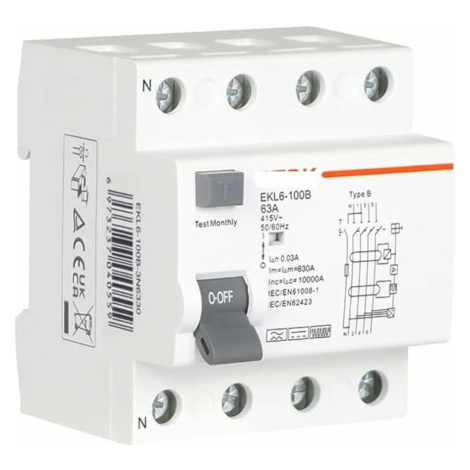 Prúdový chránič 3P+N 40A 6KA 30mA typ AC EKL6-100 (ETEK)