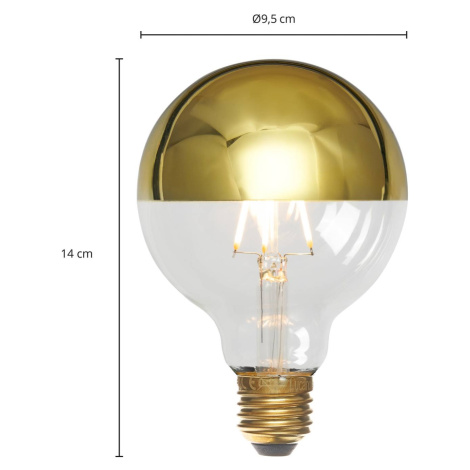 E27 3,8W LED žiarovka so zrkadlom G95, 2700K zlatá Lucande