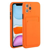 Xiaomi Redmi Note 9T 5G, silikónové puzdro s držiakom na karty, Wooze Card Slot, oranžová