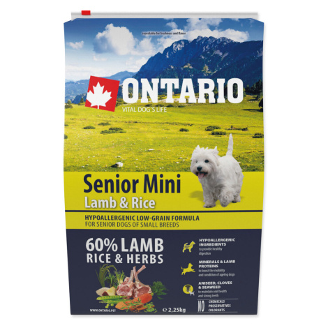 ONTARIO Senior Mini Lamb & Rice granule pre psov 1 ks, Hmotnosť balenia (g): 2,25 kg