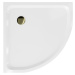 MEXEN/S - Flat sprchová vanička štvrťkruhová slim 90 x 90, biela + zlatý sifón 41109090G