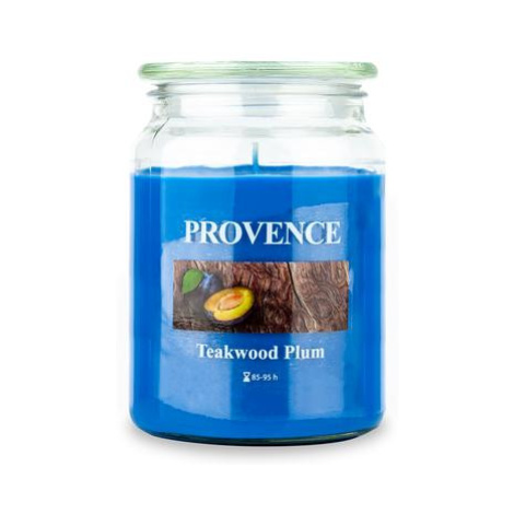 Provence Vonná sviečka v skle PROVENCE 95 hodín teakové drevo a slivka