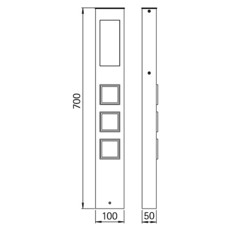 Zásuvkový stĺpik 2208 2-zásuvkový s LED, obdĺžnik Albert Leuchten