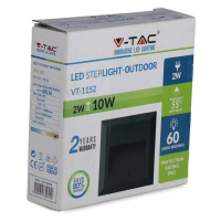 Schodiskové LED svietidlo štvorcové 2W, 3000K, 60lm, čierne VT-1152 (V-TAC)