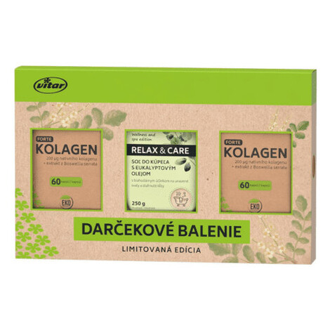 VITAR Eko kolagén box kolagén forte + darček soľ do kúpeľa set Vitar Veteriane
