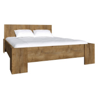 Expedo Manželská posteľ COLORADO + rošt, + matrac, 160x200 cm, dub lefkas tmavý