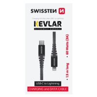 SWISSTEN KEVLAR USB-C/Lightning 3A 60W 1,5m antracit