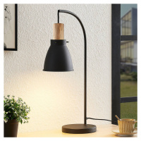 Stolná lampa Lindby Trebale, čierna, drevo, 60 cm, E14