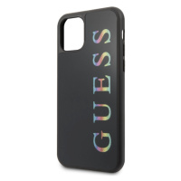 Plastové puzdro Guess na Apple iPhone 11 GUHCN61LGMLBK Iridescent Multicolor Glitter čierne