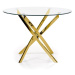 HALMAR Raymond okrúhly sklenený jedálenský stôl priehľadná / zlatá