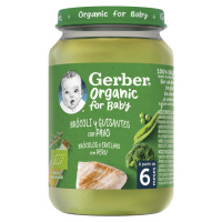 GERBER organic príkrm brokolica s hráškom a morčacím mäsom 190 g