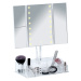 Biele rozkladacie kozmetické zrkadlo s LED podsvietením a organizérom na make-up Fanano