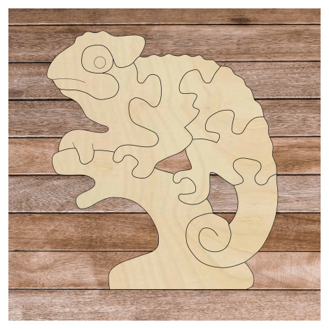 Drevená montessori vkladačka pre deti - CHAMELEÓN | SENTOP H014: Rozmer 30 x 30 cm 4128-63600 H0